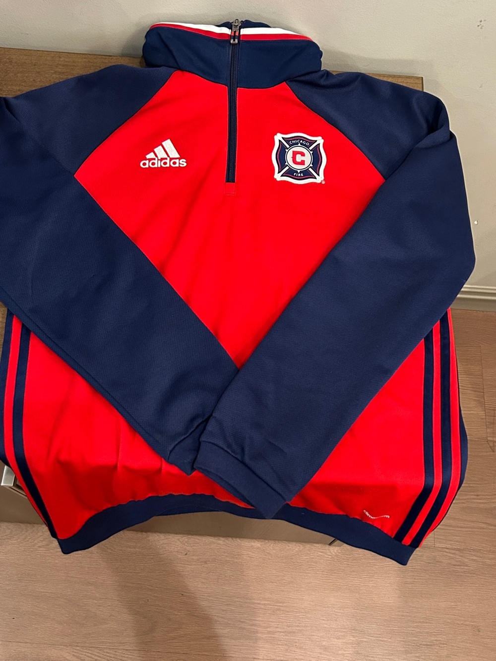 2015 Adidas Red & Navy Chicago Fire 1/4 Zip Jacket